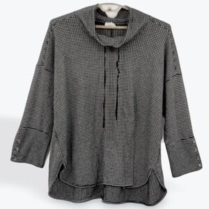 Westbound Woman Black White Houndstooth Cowl Neck Tunic Top 3X